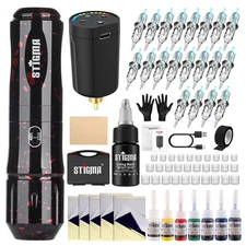 Cordless Tattoo Gun Tattoo Kit, Carrying Case Tattoo Ink Color Set Accessories