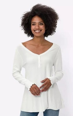 HEINE Feinstrick Longline Pullover Mit V-Ausschnitt, Ecru, UK 12 (fm217-4)