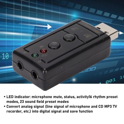 Virtual Sound Card Internal Amplifier and Volume Controls 7.1 Channel Sound Card