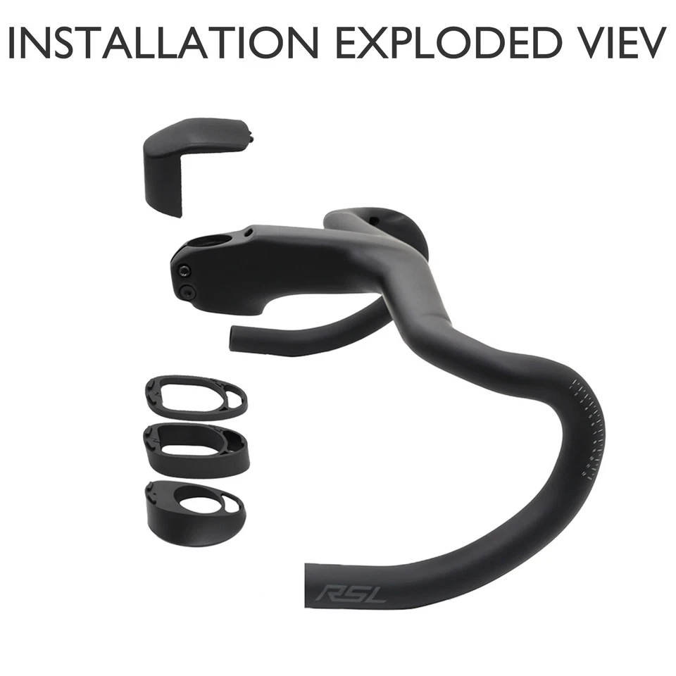 Carbon Aero RSL Road Bike Integrated Drop Bar, Spacer/ Lane Grip Stem Angle -7° - Image 2 of 4