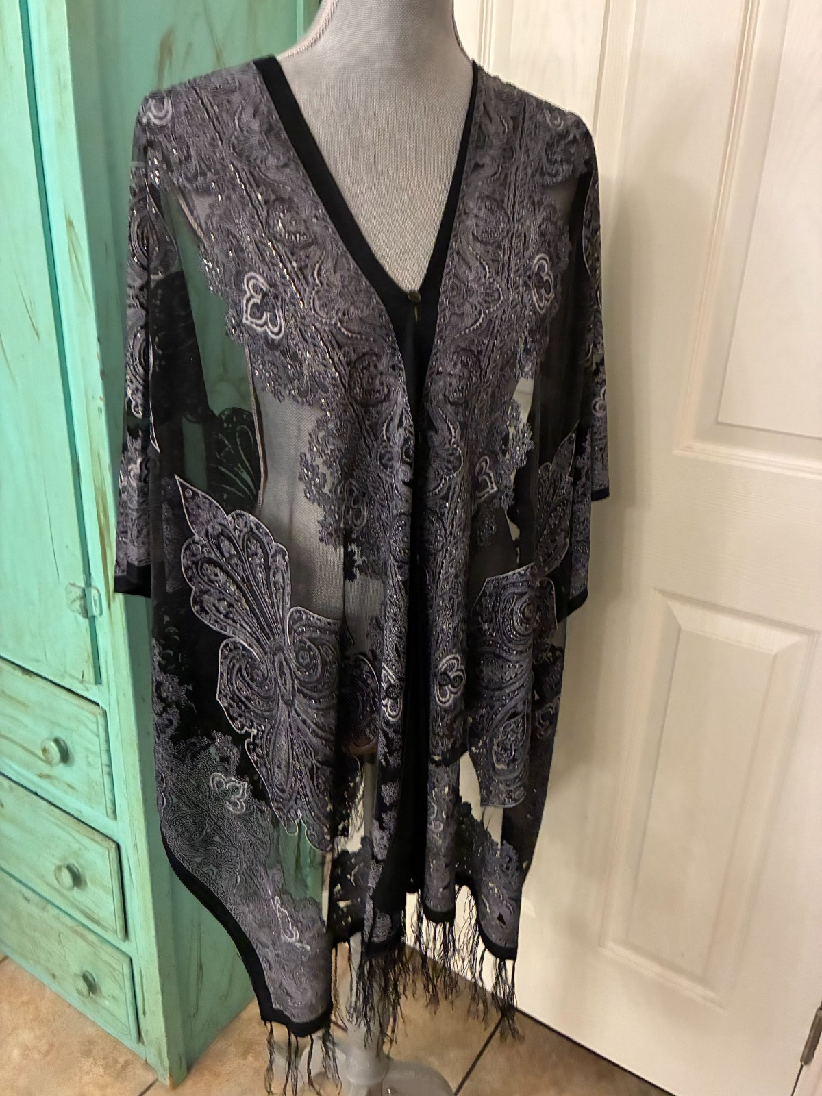 BLACK SEQUINS EMBOSSED LIKE, BUTTON DOWN FRONT & … - image 7