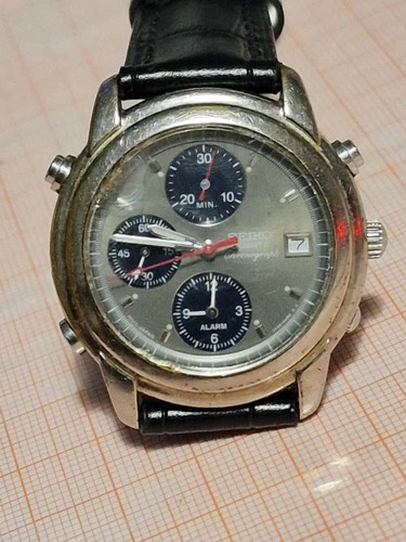 Vintage Seiko 7t32 6G10 Chronograph Alarm Quartz Men's Watch