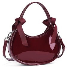 Small Purse for Women Burgundy Clutch Purse Patent Leather Shoulder Handbag ...