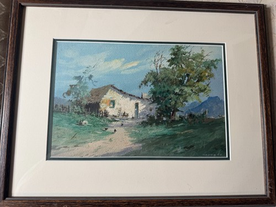 #ad #ad Original Signed Monzke? Rural Cottage Landscape Scene Oil Painting Framed $66.38