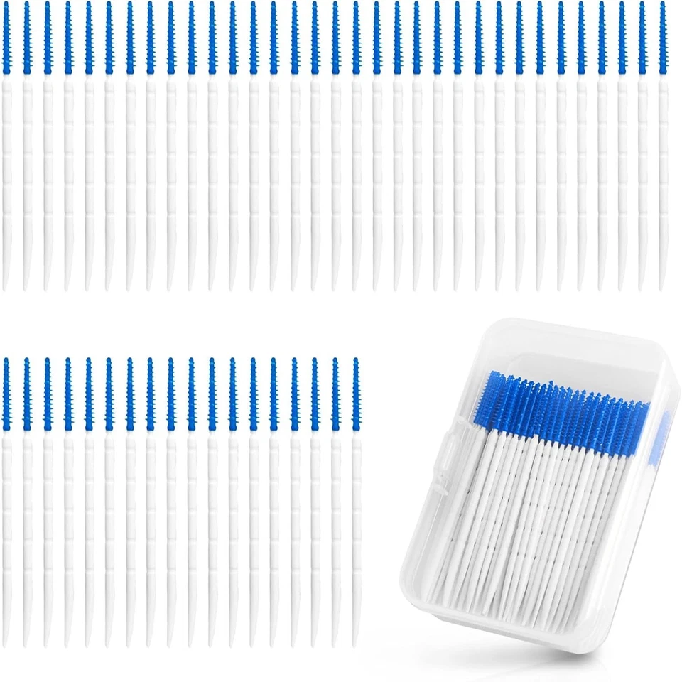 TOPTEK 220Pcs Dual-Use Interdental Brushes, Silicone Dental Floss Sticks TOOTH PICKS