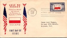 FDC 1943 SC #909 Poland Let We Forget Cachet - Chicago IL - Single - J27764