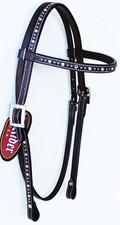 Horse Saddle Tack Bridle Western Leather Headstall Brown Clear Bling 78177CL