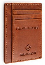 Slim Minimalist Front Pocket leather card holder wallet, for men and women, R...