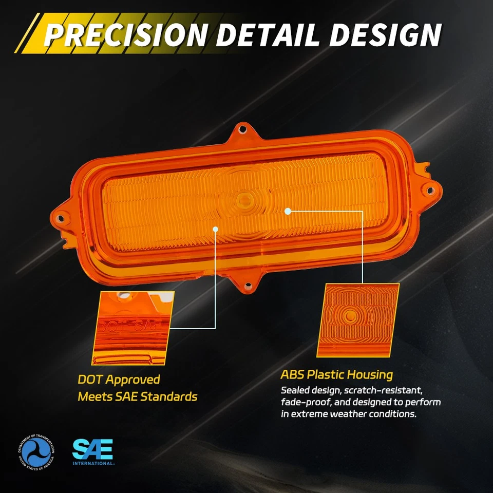 Линзы указателей поворота передние парковочные желтые для пикапа Chevrolet 1960-1966 годов выпуска 2 шт. - Изображение 4 из 4