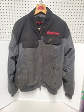 VTG Snap-On Tools Black Gray Canvas Hooded Work Jacket Mens Size XL Flag Logo Re