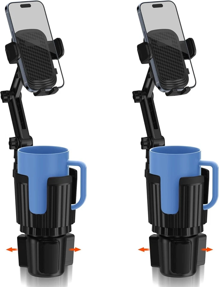 2-Pack 2-in-1 Phone & Bottle Mount for Car Cup Holder - Adjustable & Versatile - Image 2 of 2