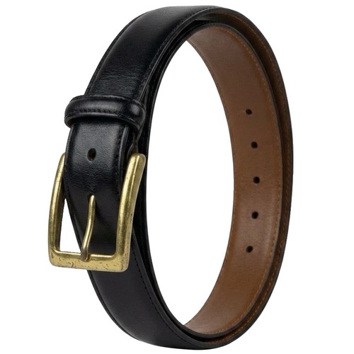 Saks Fifth Avenue Men's Black Leather Dress Belt Gold Buckle Size 34/85