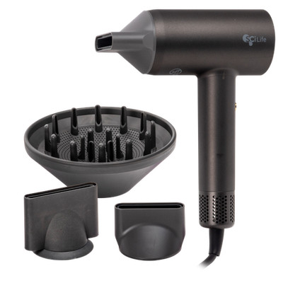 SciLife 1400W High Speed Ionic Hair Dryer with Magnetic Wall Mount (Black)
