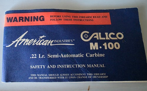 Calico M-100 22 Cal LR Semi Auto Carbine Rifle Factory Owner's Manual USED