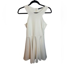 Lulus High Neck White Fit & Flare Skater Dress Women's Size Medium