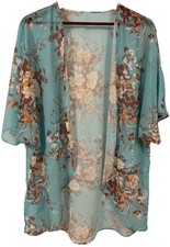 Women  s Floral Sheer Kimono Cardigan Cover up Top Large