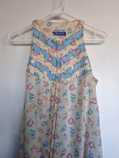 Size XS Vintage house coat, house dress in pale yellow floral by Models Coat