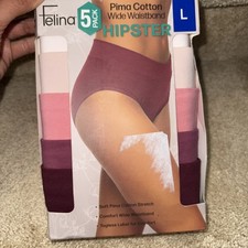 Felina Women's 5-Pack Pima Cotton Wide Waistband Hipster, Multi large new color