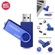 64GB USB 2.0 Flash Drive: Portable Thumb Drive with Dust Proof Design in Blue