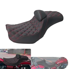 Driver Backrest Red Stitching Step Up Seat Fit For Harley Dyna Fat Bob 2006-2017