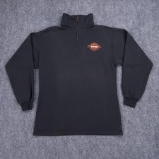 Harley Davidson Pullover Mens Large Black Quarter 1/4 Zip Sweatshirt Fleece