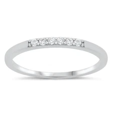Thin Eternity 925 Sterling Silver Clear CZ Wedding Band Ring Sizes 4-10 NEW