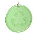 Aurora Glass Green Recycle Symbol Suncatcher Handmade Recycled Glass Ornament