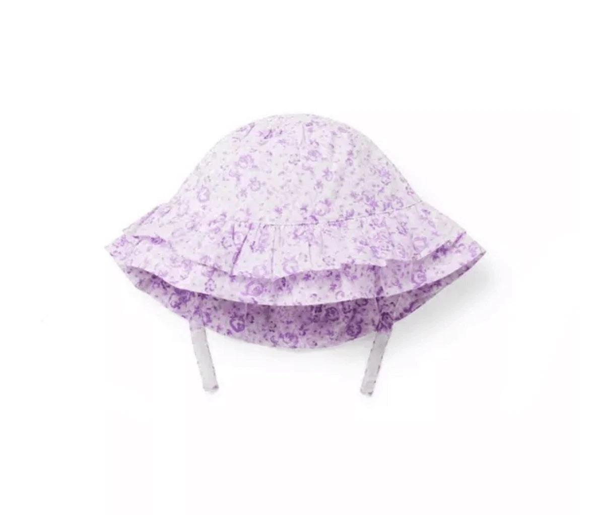 Janie & Jack Baby Floral Ruffle Sun Hat in Tallulah Lavender Size 0-3 Months
