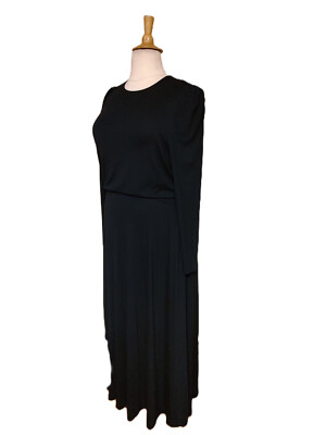 fitted lace wedding dress MO&Co. Women's Comfy Long Sleeves Casual A-Line Black Maxi Dress Black Size S