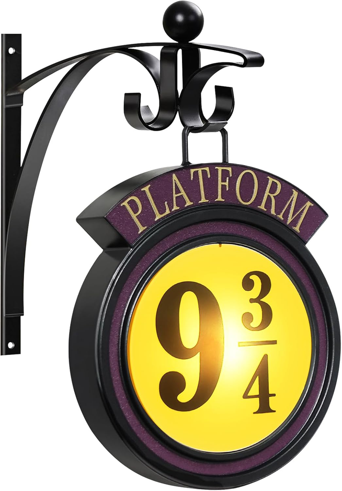 Platform 9 3/4 Metal Wall Hanging Sign Light – Harry Potter Movie Decor