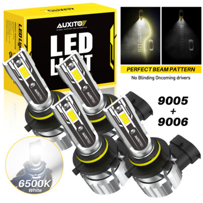 AUXITO 9005 9006 LED Headlights Kit Combo Bulbs 6500K High Low Beam White Bright