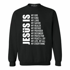 Jesus Is My Everything Crewnecks Christian Church Faith Cross Sweatshirts