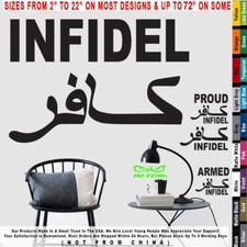 Infidel Text Top Arabic Under ISIS Patriot Military Jihad Decal Sticker