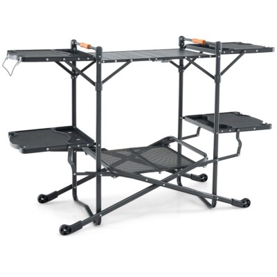 Outdoor Camping Kitchen Table Folding Portable Cook Station With Carrying Bag