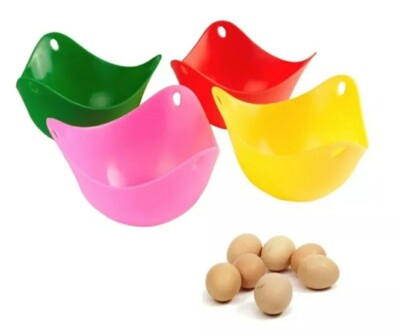 4 Stück Silikon Eierpochierer Becher Pochieren Schote Eier Kochen Form
