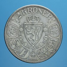 NORVEGIA HAAKON VII 2 KRONER 1914 SILVER COIN ARGENTO SPL MONETE DA COLLEZIONE