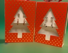 2 Box Sets Sterling silver Earrings In Christmas theme boxes Make Great Gifts