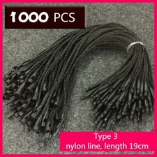 1000pc Price Tag Label Tie Strings Cord Cotton Rope Lock Fastener Clothing Black
