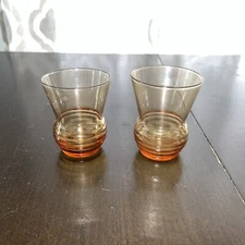 2 Amber Glass Juice Glasses 2.5" x 3.125"