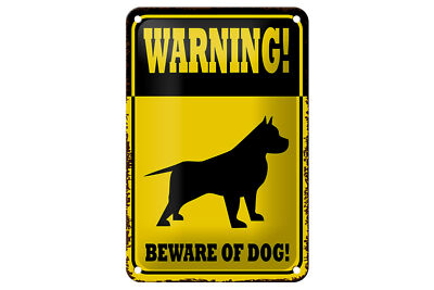 Blechschild Spruch 12x18 cm Hund Warning beware of dog Deko Schild