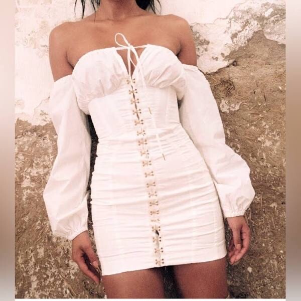 house of cb white short dress Natassia White Cotton Mini Dress