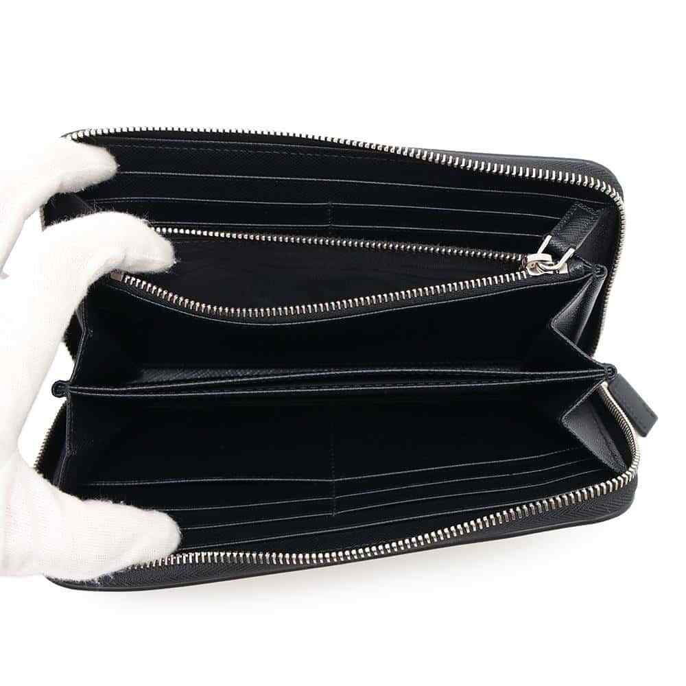 PRADA Zip Around Chozai Cloth Saffiano LeatherLeather Black PRADA Zip Around Chozai Cloth Saffiano LeatherLeather Black