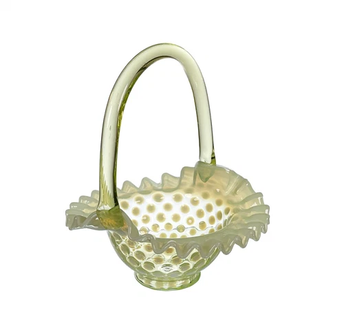 Fenton for Levay Topaz Opalescent Coin Spot Basket