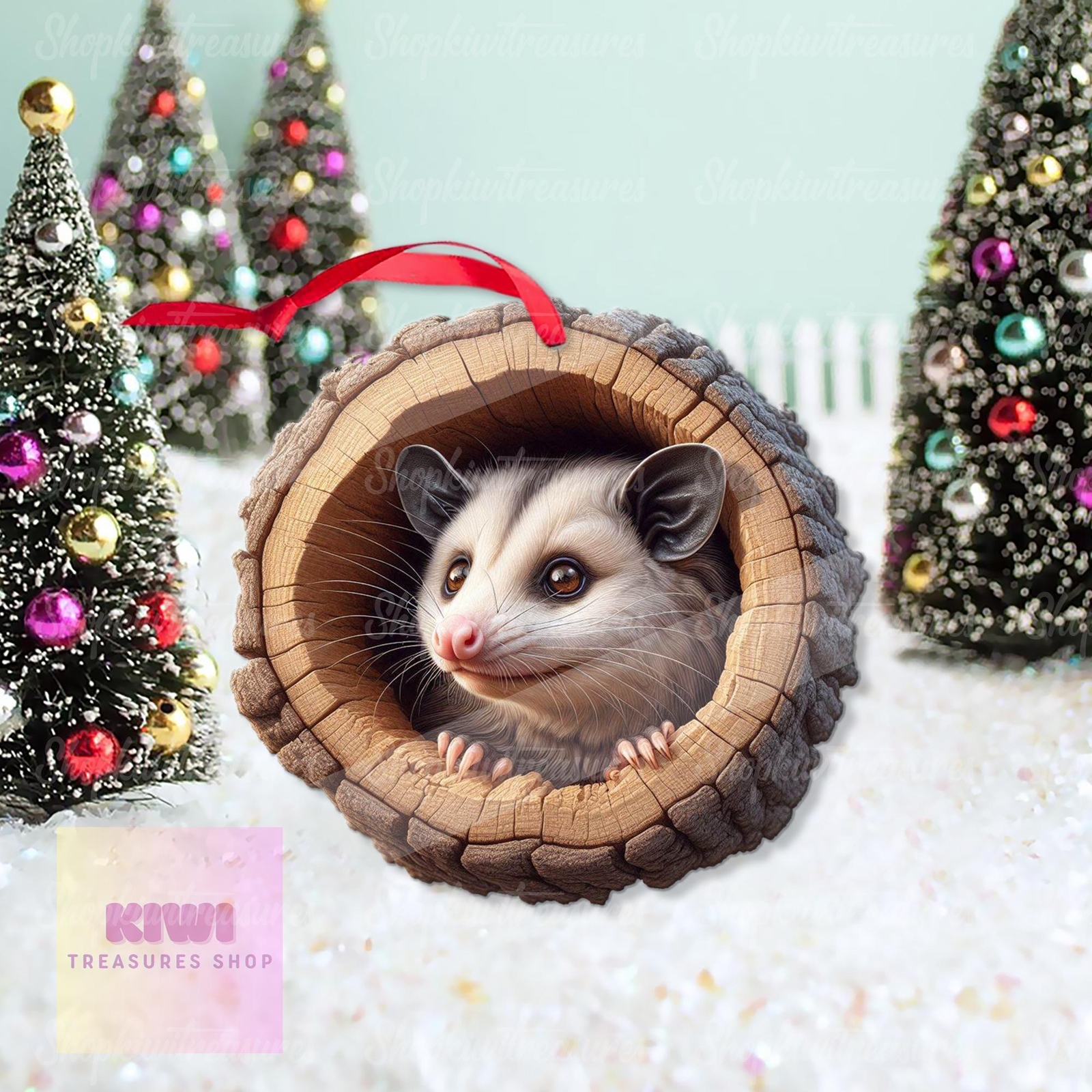 Opossum Ornament  2D Flat Ornament  Perfect gift for opossum lover  Cute opossum