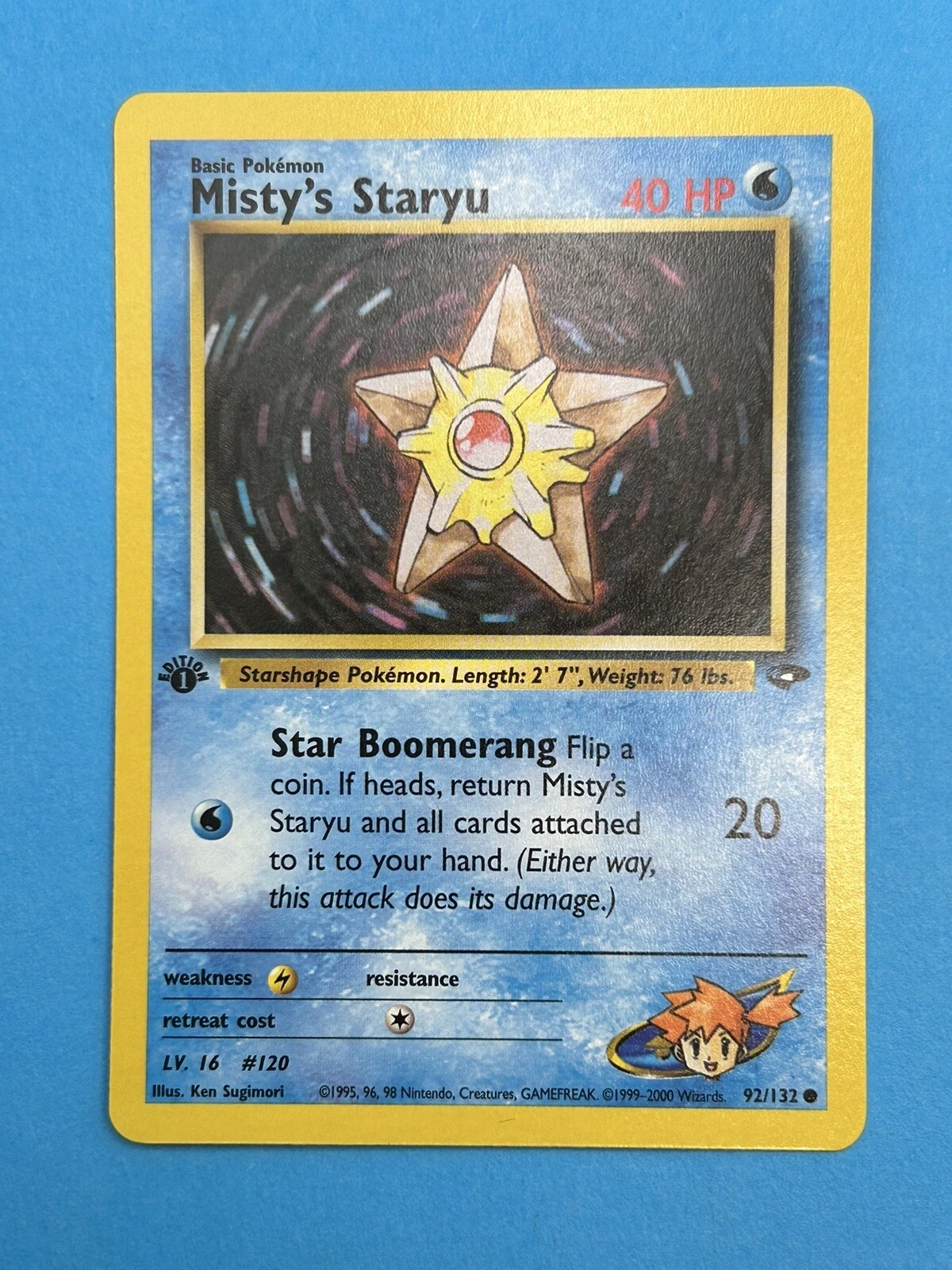 MISTY'S STARYU Pokemon Card - 1st Edition - Gym Challenge - 92/132 - NM #2