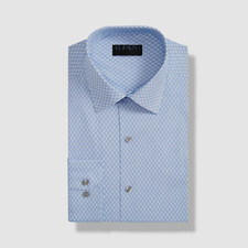 Alfani Men's Blue Regular Fit Honeycomb Dress Shirt 15-15.5 32-33