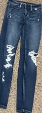 WOMENS/JR GIRLS AMERICAN EAGLE JEGGING DENIM JEANS-SIZE 00 REGULAR-MEDIUM BLUE