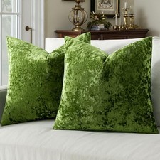 Velvet Throw Pillow Covers Set of 2, Soft 26" x 26" Pack of 2 Olive Green