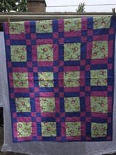 Child Humptey Dumpty Quilt, Hand Made, 48 X 38, Striped Back. 0700610