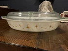 Vintage Pyrex "Constellation" Divided Casserole Dish- "Atomic Starburst" 1.5qt